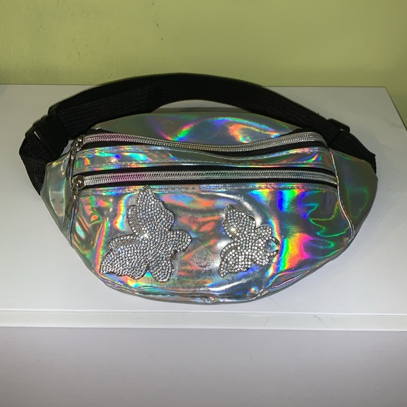 Waistbag ,holographic with rhinestone butterflies - Picture 4 of 10